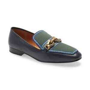 TORY BURCH Jessa Knit Loafer Leather Horsebit Hardware Shoe